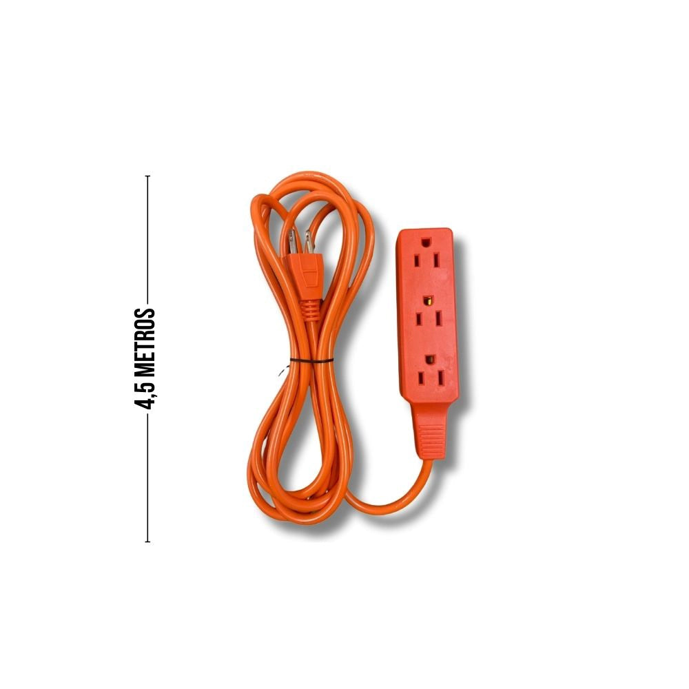 Extensión Eléctrica 4.5 Metros con Regleta Naranja
