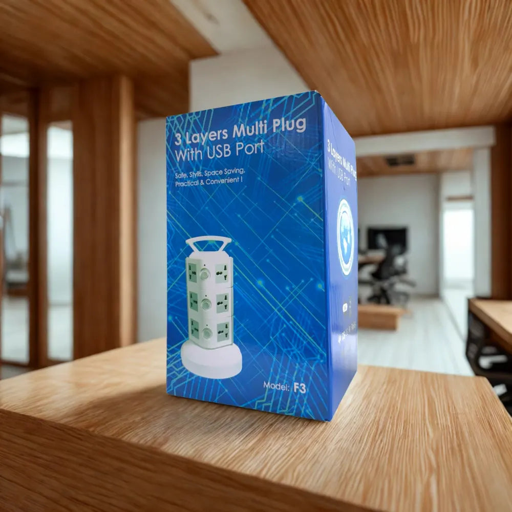 Torre Multitoma 11 Salidas 110V con 2 USB y 1 Tipo C