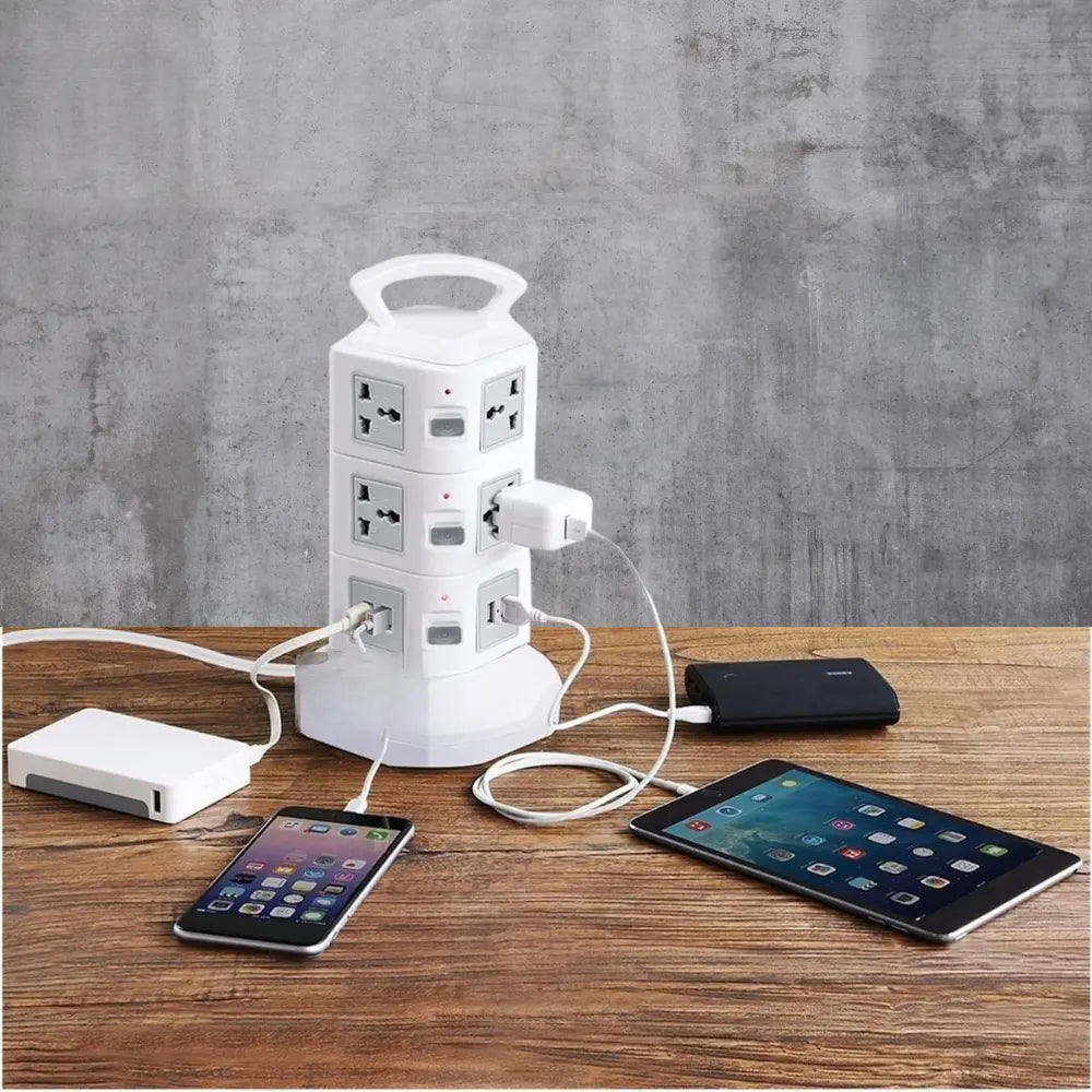 Torre Multitoma 11 Salidas 110V con 2 USB y 1 Tipo C
