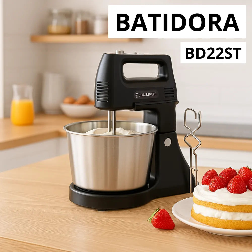 Batidora 5 Velocidades con Recipiente de Acero Challenger Blanca