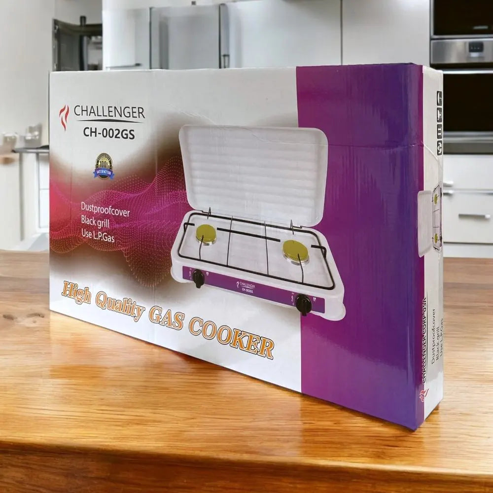 Cocina de Gas Portátil 2 Puestos sin Encendido con Tapa Blanca Challenger