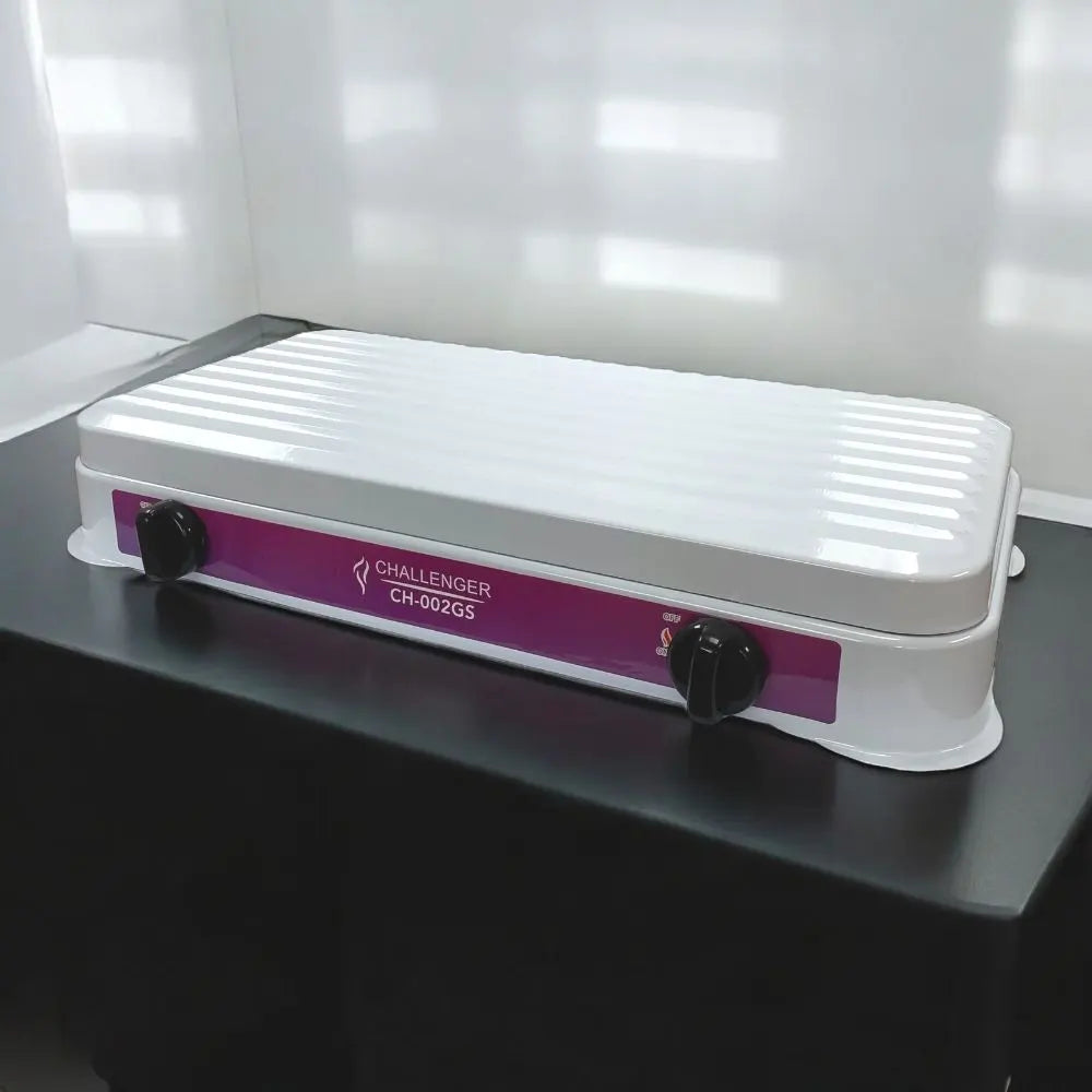 Cocina de Gas Portátil 2 Puestos sin Encendido con Tapa Blanca Challenger