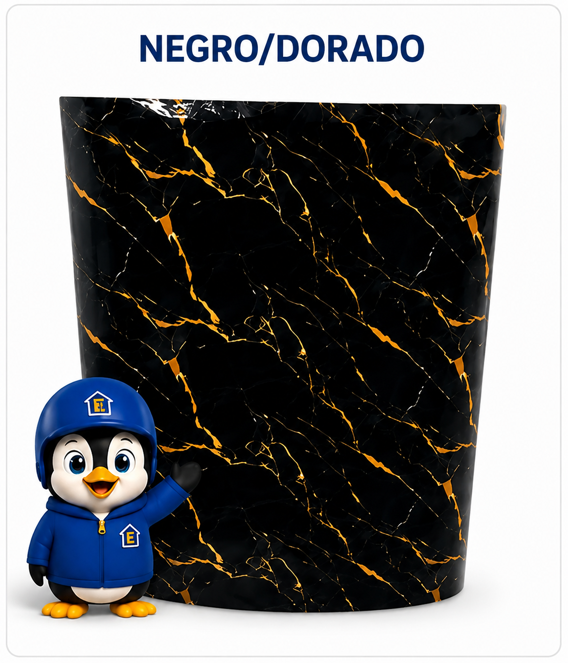Lámina Marmoleada Adhesiva - Negro/Dorado