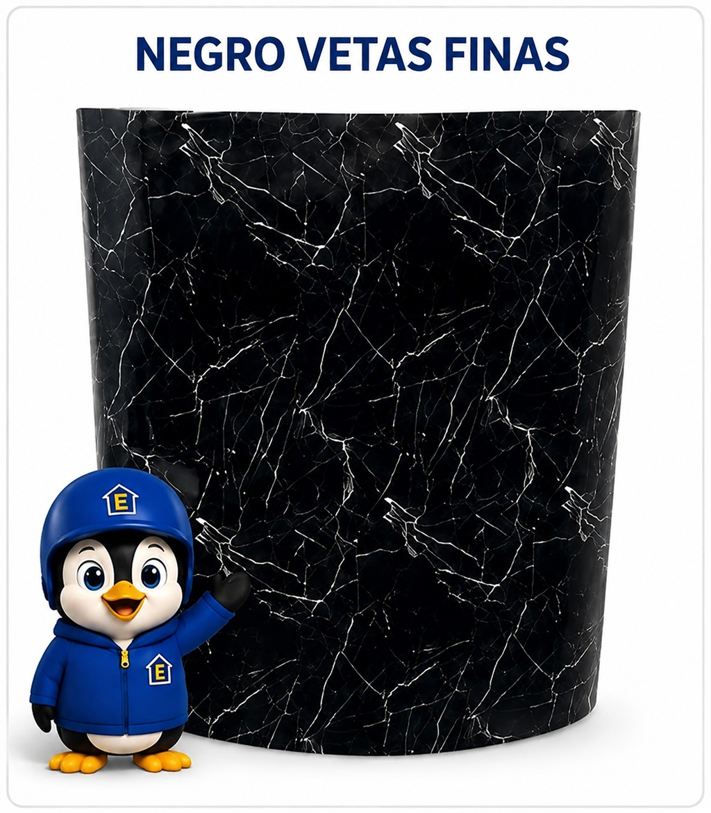 Lámina Marmoleada Adhesiva - Negro Vetas Finas
