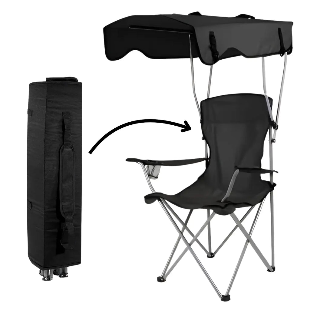 Silla Plegable Individual con Toldo Negro - vista 2