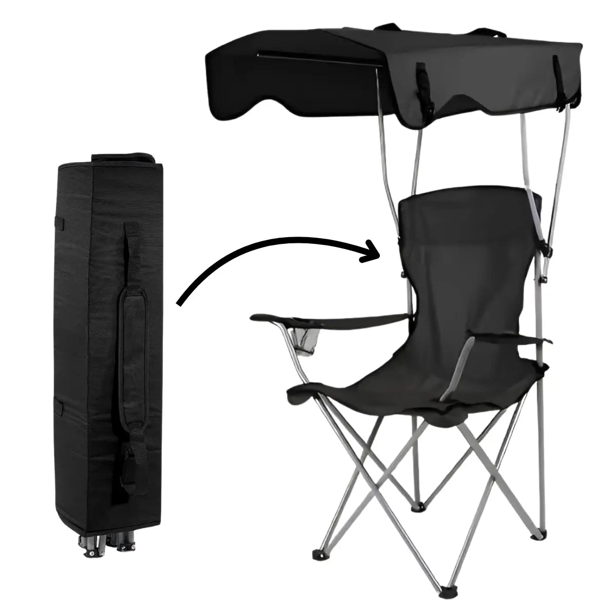 Silla Plegable Individual con Toldo Negro - vista 2
