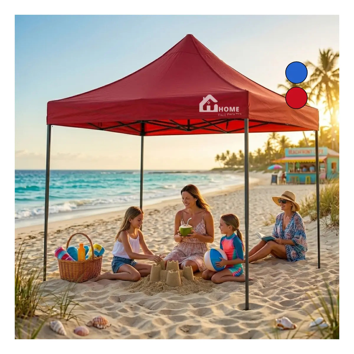 Toldo Plegable EFHOME 3x3m Rojo - vista 1