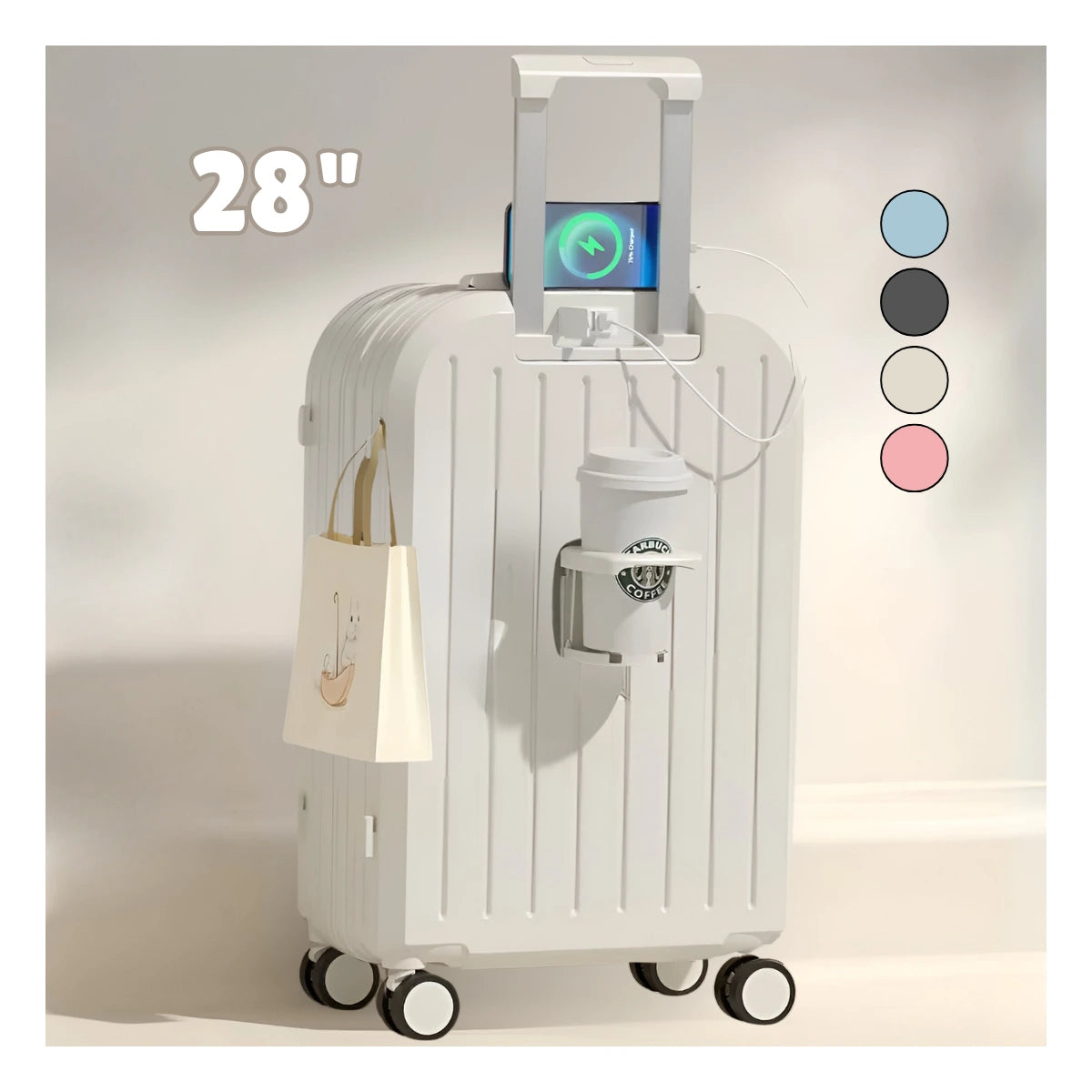 Maleta Fashion PVC EFHOME 28 Blanca - vista 1