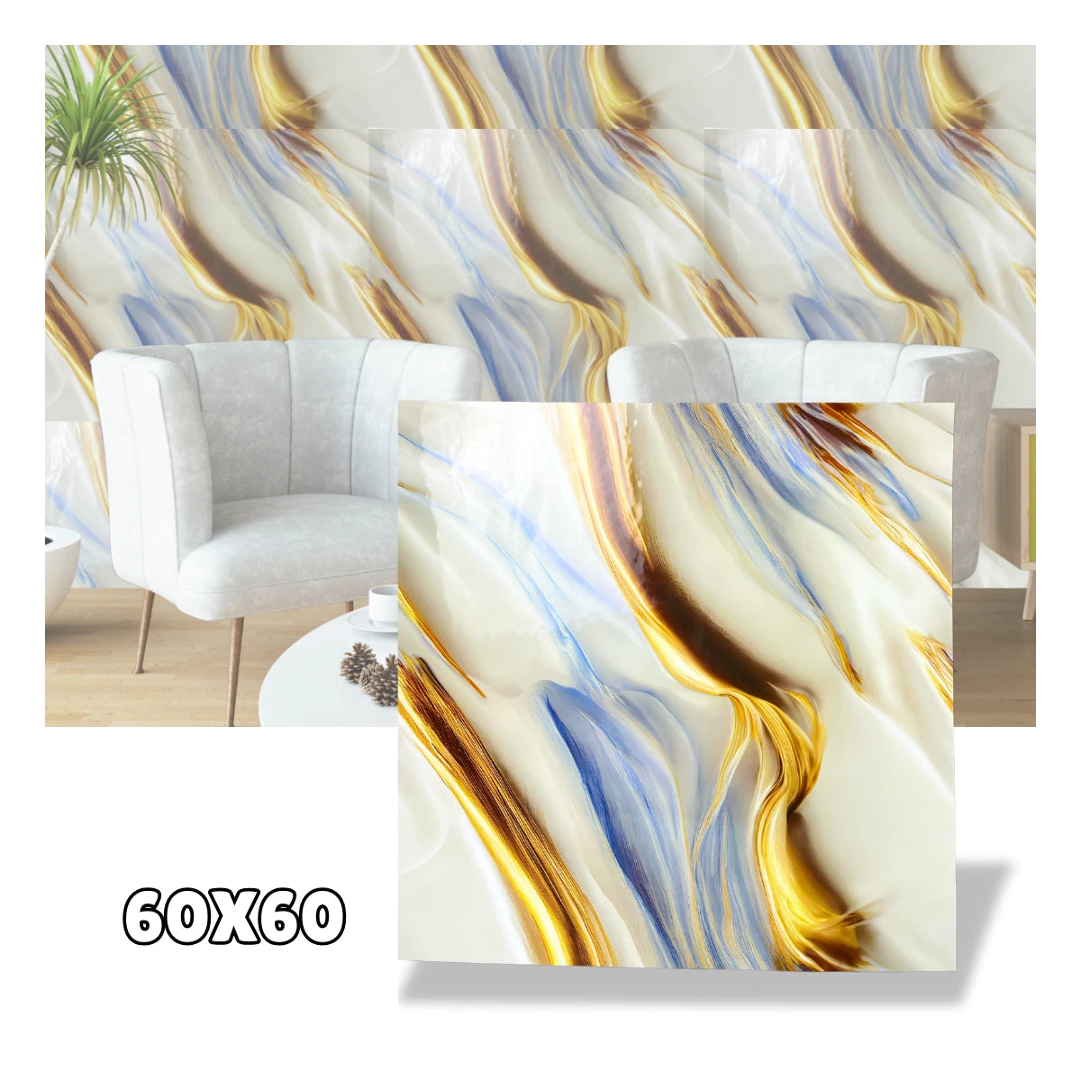 Set de 10 Paneles Decorativos 3D Oro y Cielo - vista 1