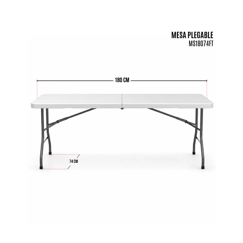 Mesa Plegable 1.80 mts Largo x 74 cm Ancho